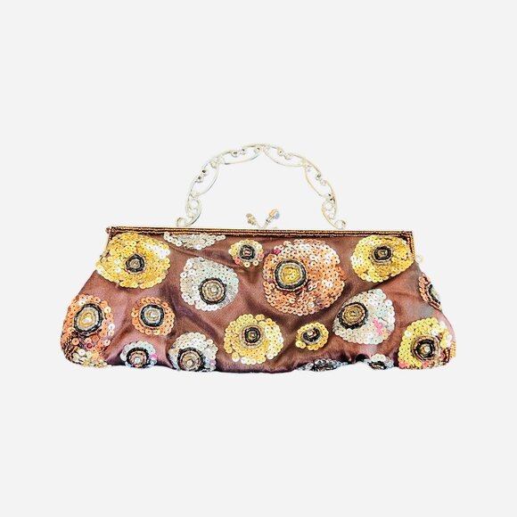 Vintage Aldo Sequined Clutch Purse w/ Silver Tone Handle - Picture 3 of 7